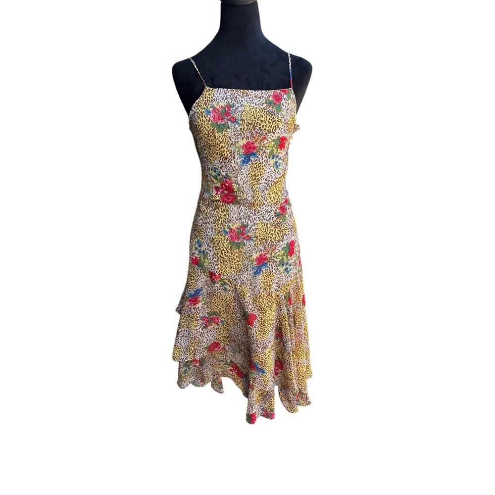Urban Outfitters Vickie Chiffon Midi Dress Animal Floral Print XS